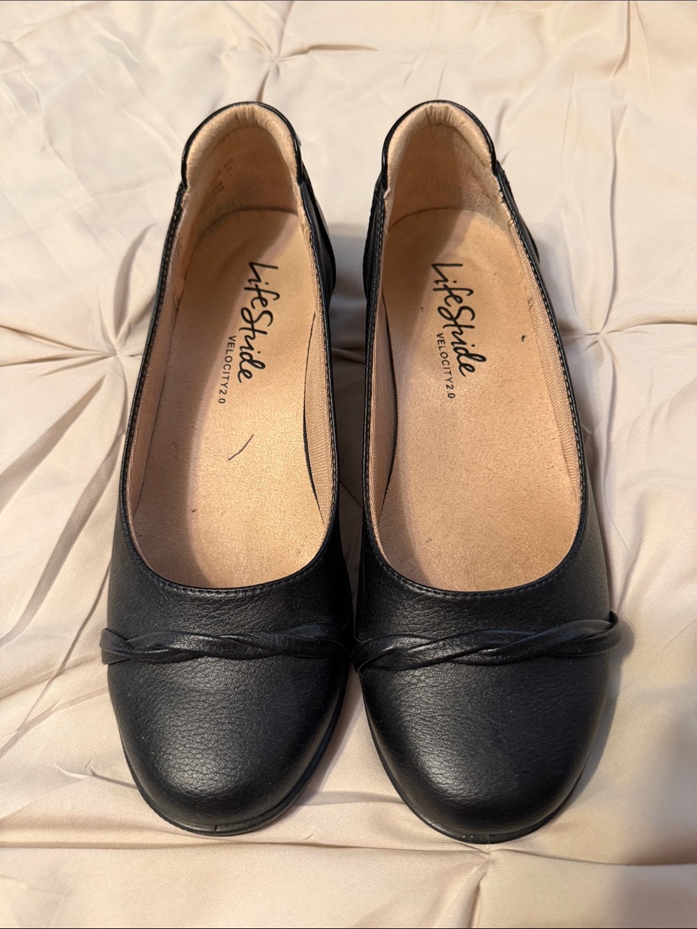 Life Stride Black Braided-Accent Slip-On Flats